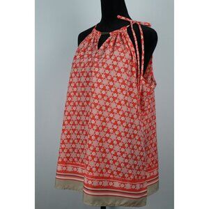 New York & Co peach& beige Sleeveless Top with adjustable tie Neckline Size XL‎